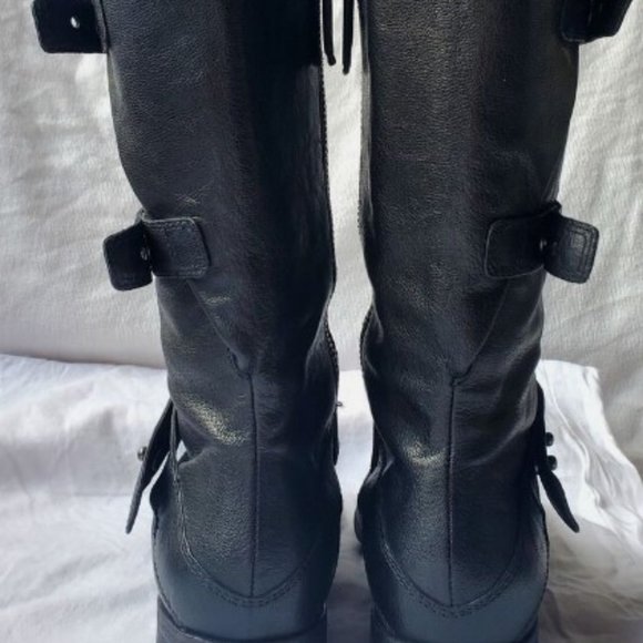 Eileen Fisher Domingo Mid Calf Leather Moto Boots - Picture 3 of 4